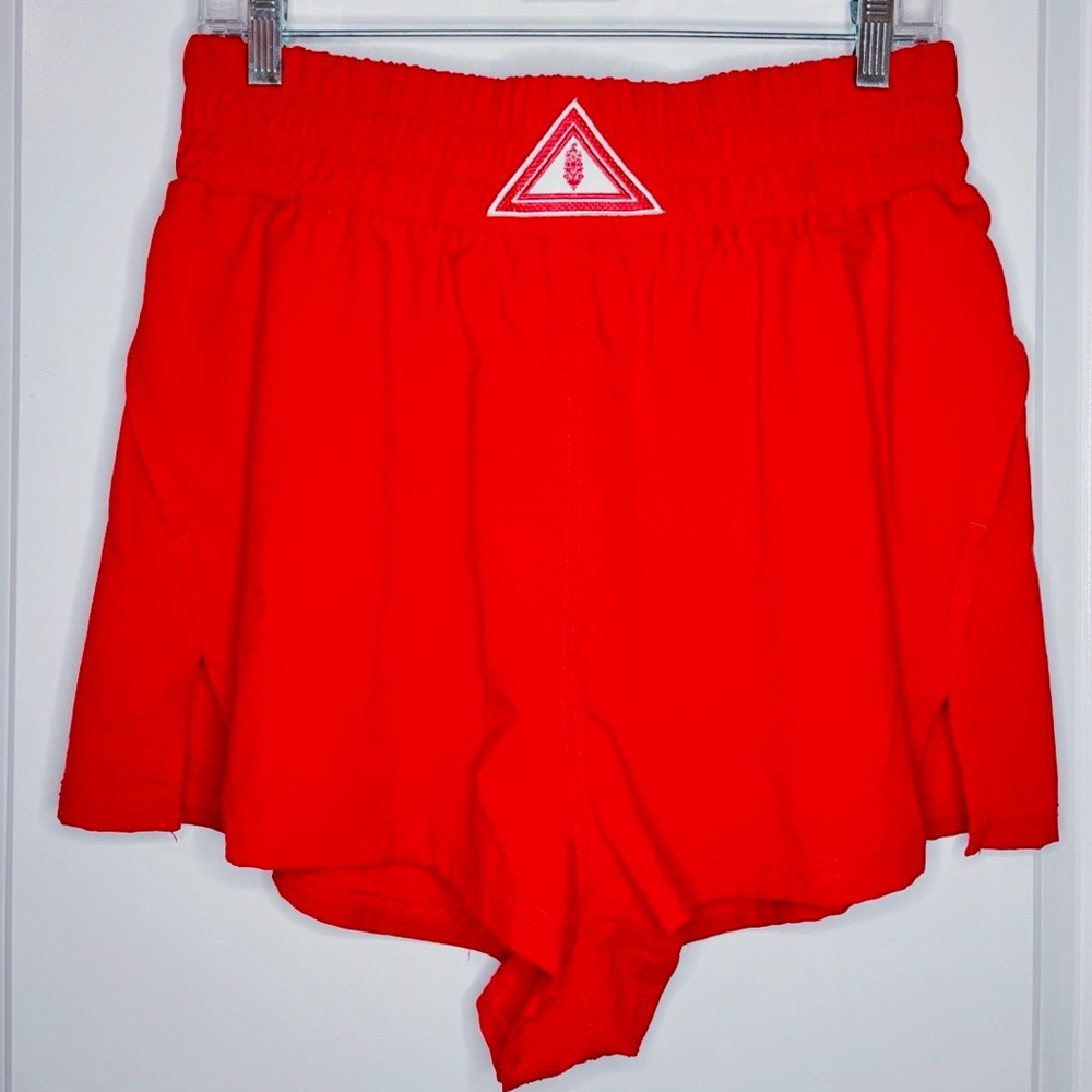 Red highwaisted Free People shorts